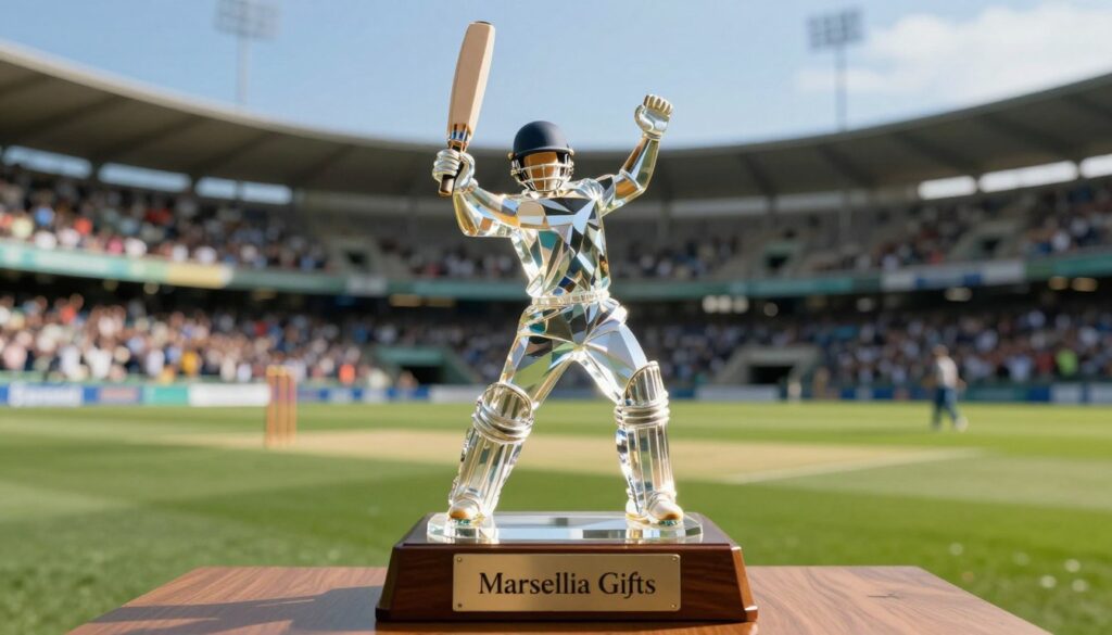 Crystal Trophy Cricket by Marseilia Gifts