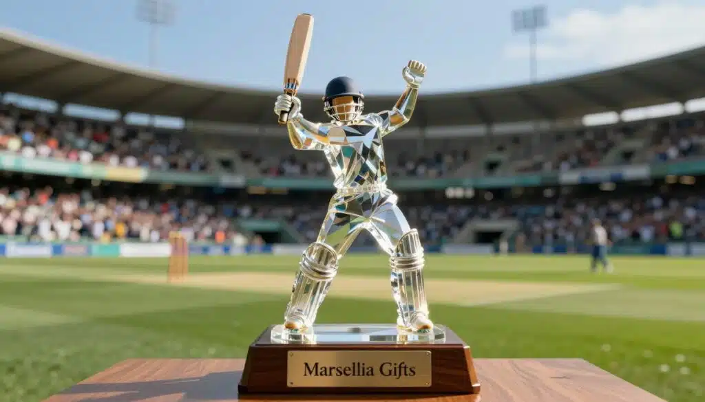 Crystal Trophy Cricket by Marseilia Gifts
