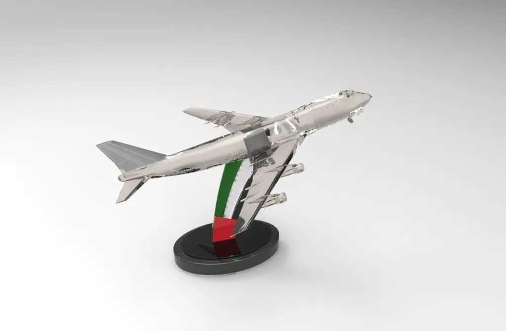 3D Crystal Airplane Model with UAE Flag Design for Corporate Gifts Aviation Awards and Luxury Souvenirs in Dubai UAE