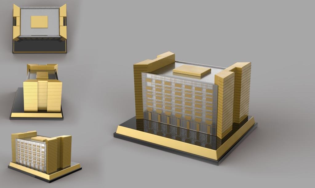 Premium 3D crystal building trophy featuring the architectural design of King Fahad College in Saudi Arabia, crafted as a luxury custom crystal award for educational recognition, corporate gifting, and commemorative events.